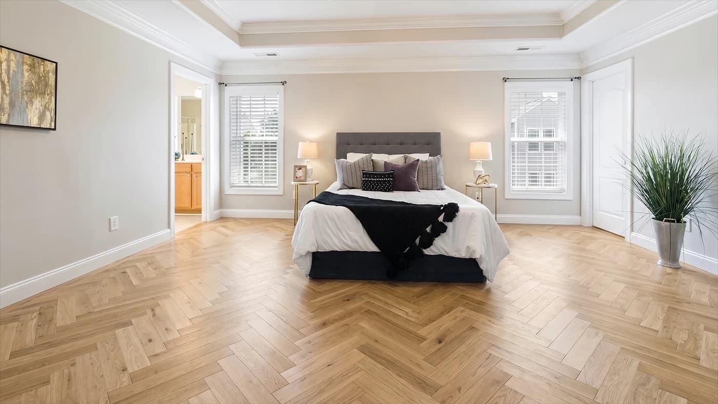 The same room previewed with a new floor in its own light