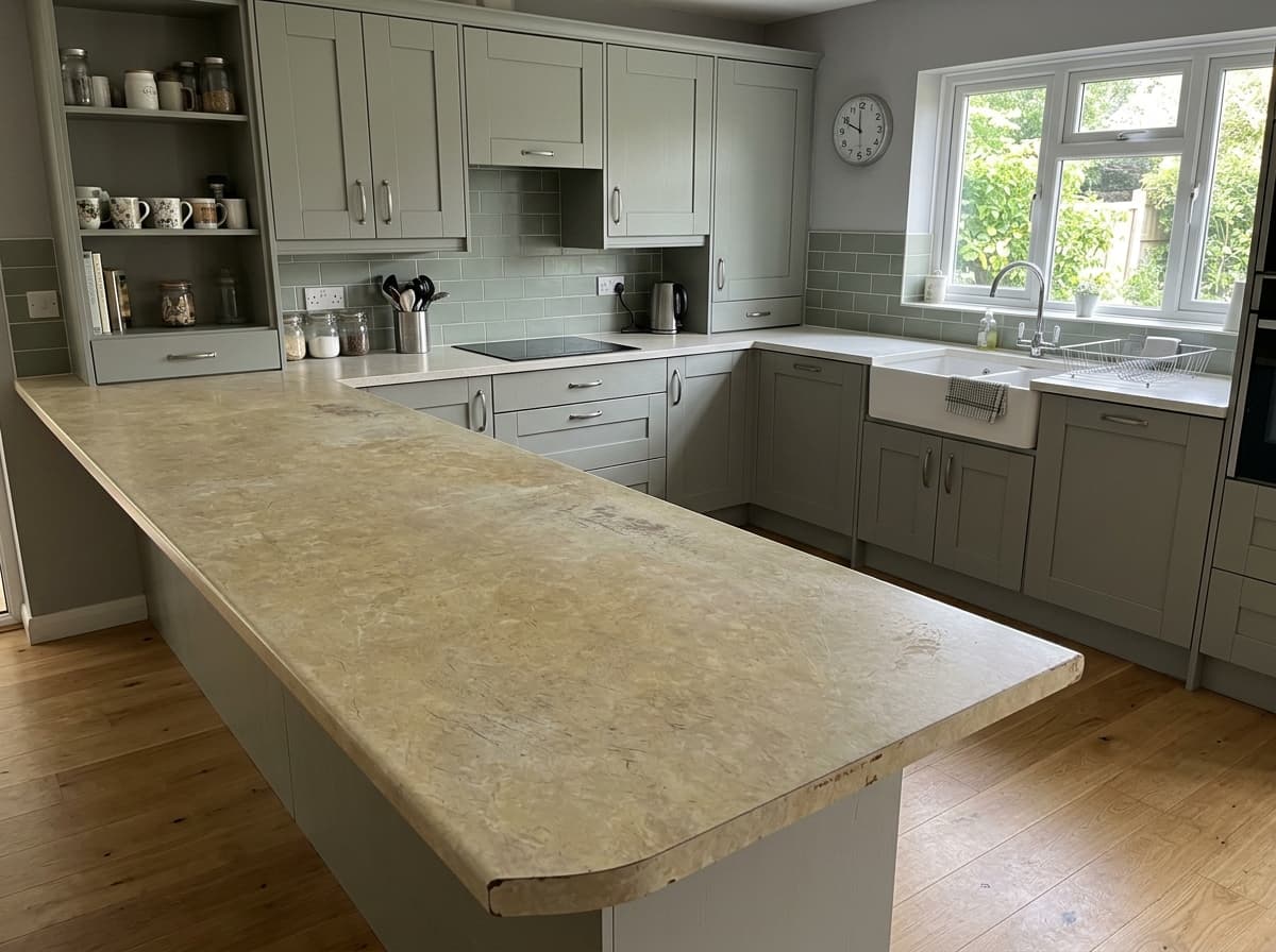 A contemporary British kitchen before luxury marble worktop installation